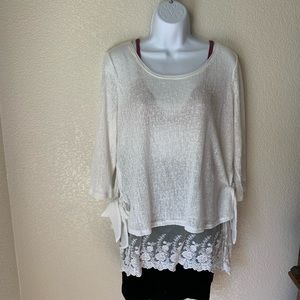 Lauren Conrad White Lace Sweater